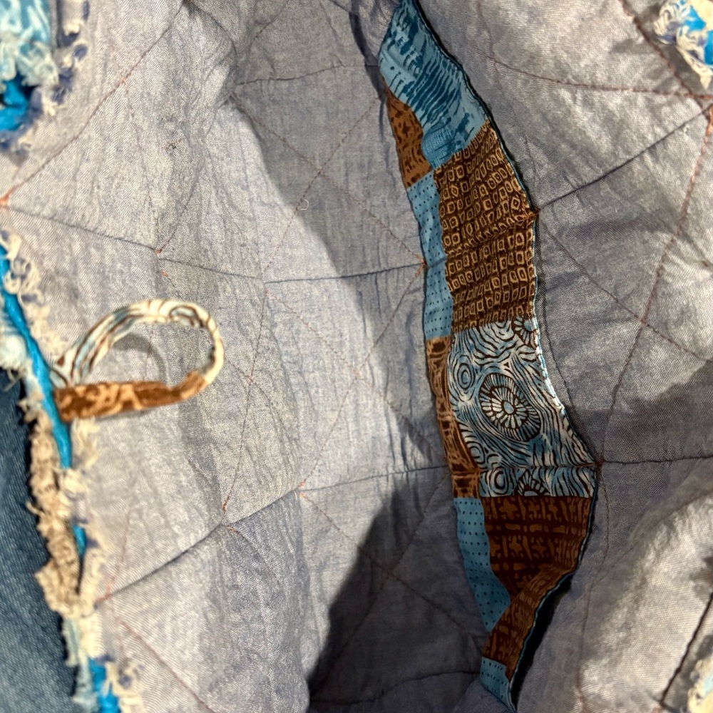 Patchwork Blue And Brown Tote Bag - image 3